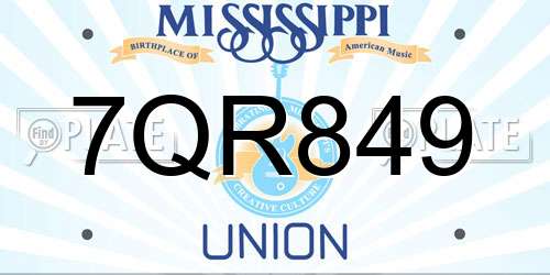 7QR849 Mississippi License Plate