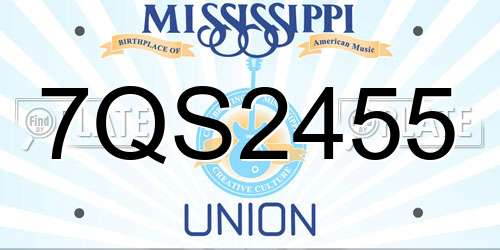 7QS2455 Mississippi License Plate