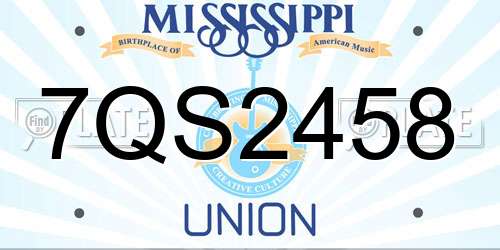 7QS2458 Mississippi License Plate