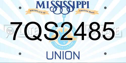 7QS2485 Mississippi License Plate