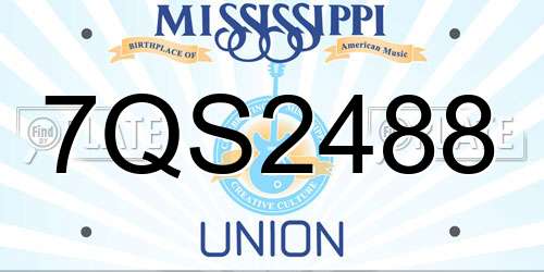 7QS2488 Mississippi License Plate