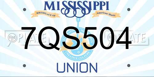 7QS504 Mississippi License Plate