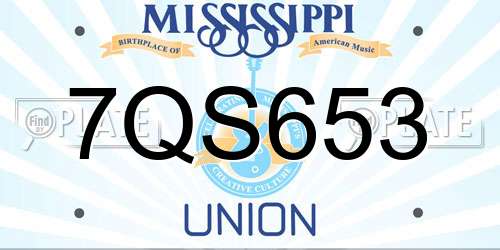 7QS653 Mississippi License Plate