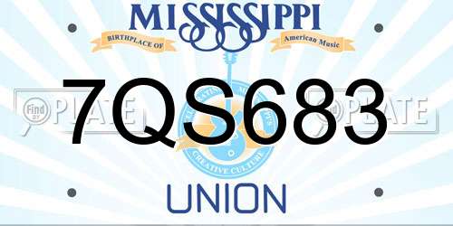 7QS683 Mississippi License Plate