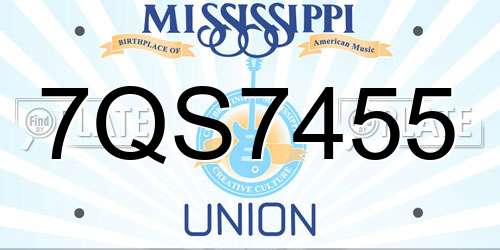 7QS7455 Mississippi License Plate