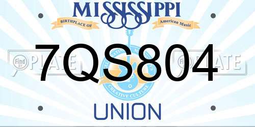 7QS804 Mississippi License Plate