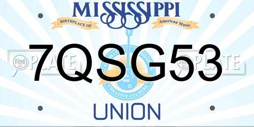 7QSG53 Mississippi License Plate