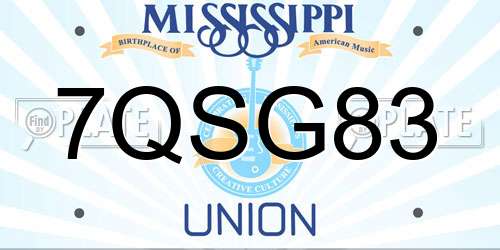7QSG83 Mississippi License Plate