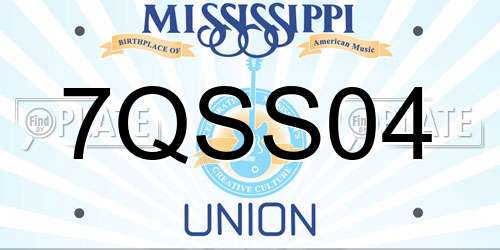 7QSS04 Mississippi License Plate