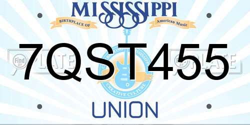 7QST455 Mississippi License Plate