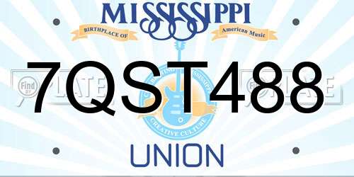 7QST488 Mississippi License Plate