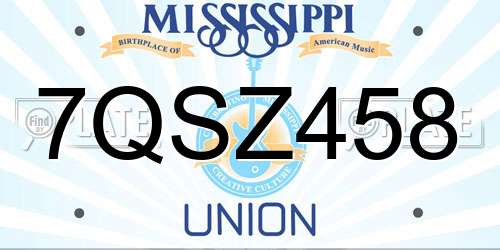 7QSZ458 Mississippi License Plate