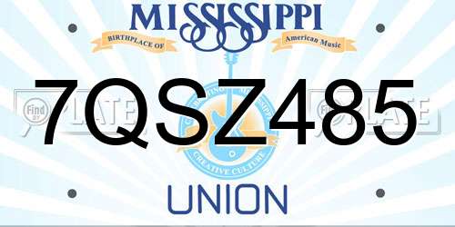 7QSZ485 Mississippi License Plate