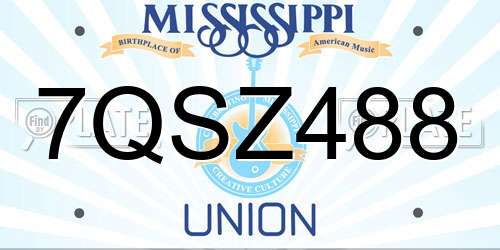 7QSZ488 Mississippi License Plate