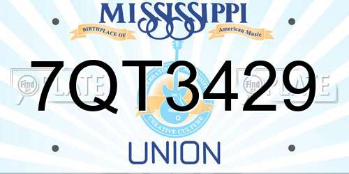 7QT3429 Mississippi License Plate