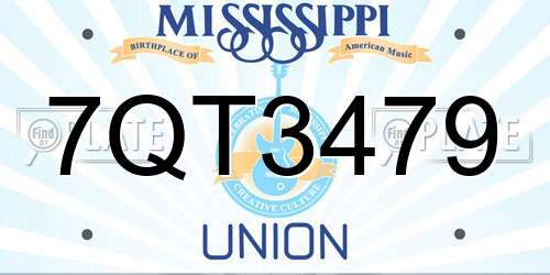 7QT3479 Mississippi License Plate