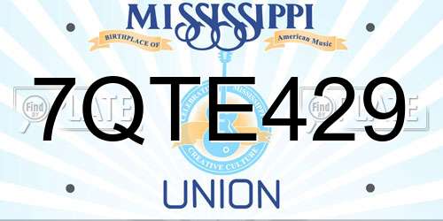 7QTE429 Mississippi License Plate