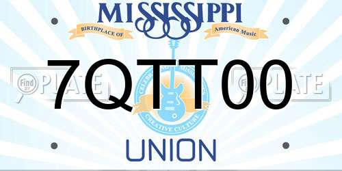 7QTT00 Mississippi License Plate