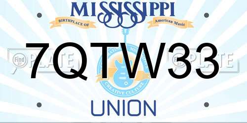 7QTW33 Mississippi License Plate