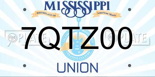7QTZ00 Mississippi License Plate