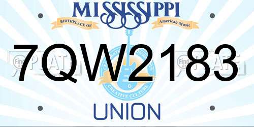 7QW2183 Mississippi License Plate