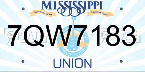 7QW7183 Mississippi License Plate