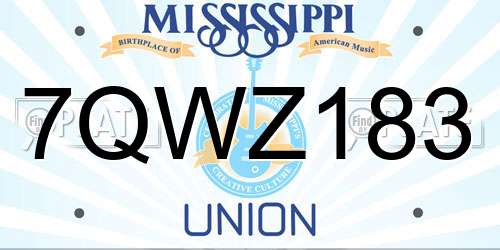 7QWZ183 Mississippi License Plate
