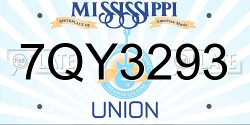 7QY3293 Mississippi License Plate
