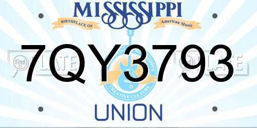 7QY3793 Mississippi License Plate