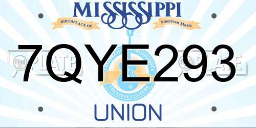 7QYE293 Mississippi License Plate
