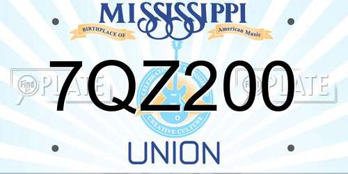 7QZ200 Mississippi License Plate