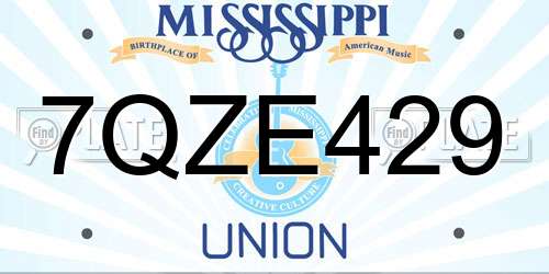 7QZE429 Mississippi License Plate