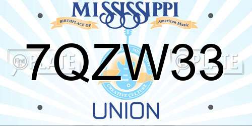 7QZW33 Mississippi License Plate