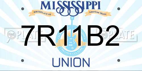 7R11B2 Mississippi License Plate
