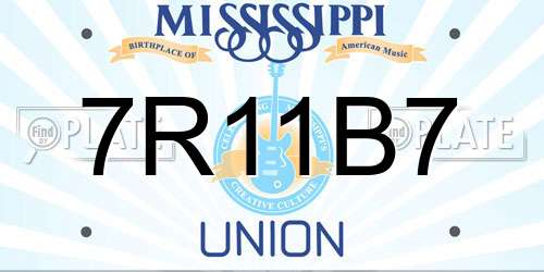 7R11B7 Mississippi License Plate