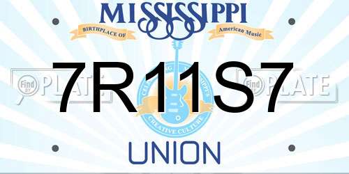7R11S7 Mississippi License Plate