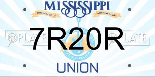 7R20R Mississippi License Plate
