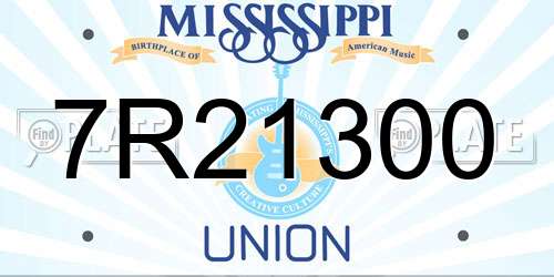 7R21300 Mississippi License Plate