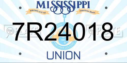 7R24018 Mississippi License Plate