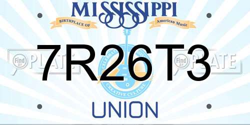 7R26T3 Mississippi License Plate