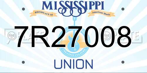 7R27008 Mississippi License Plate