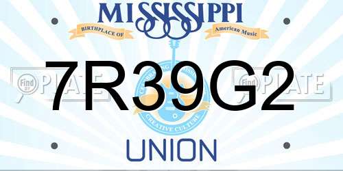 7R39G2 Mississippi License Plate