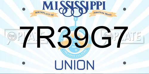 7R39G7 Mississippi License Plate