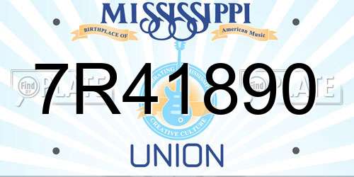 7R41890 Mississippi License Plate