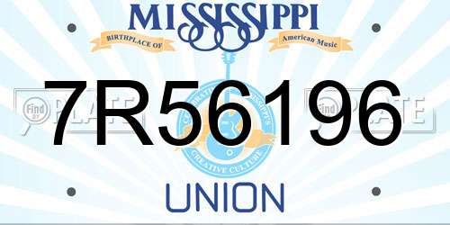 7R56196 Mississippi License Plate