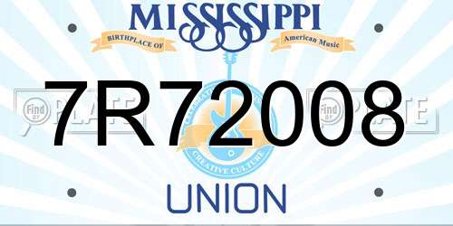7R72008 Mississippi License Plate