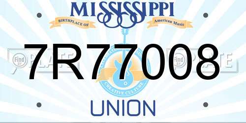 7R77008 Mississippi License Plate