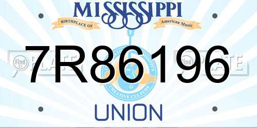 7R86196 Mississippi License Plate