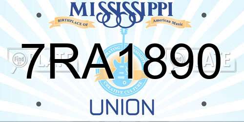 7RA1890 Mississippi License Plate