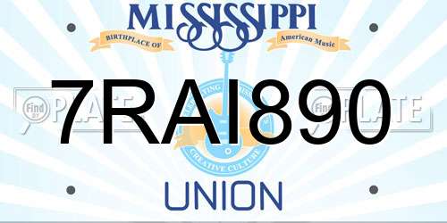 7RAI890 Mississippi License Plate